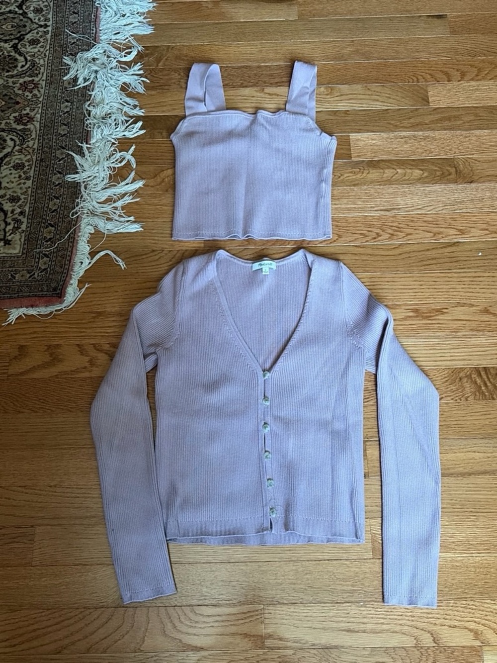 Madewell Lavender Knit Cardigan & Tank Set
